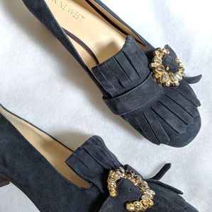 Nine West | Navy Leather Loafers